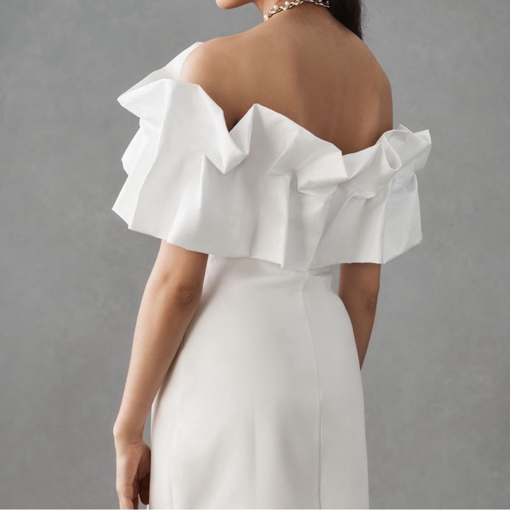 Anthropologie Off-The-Shoulder Structured Ruffle Dress - Picture 2 of 3